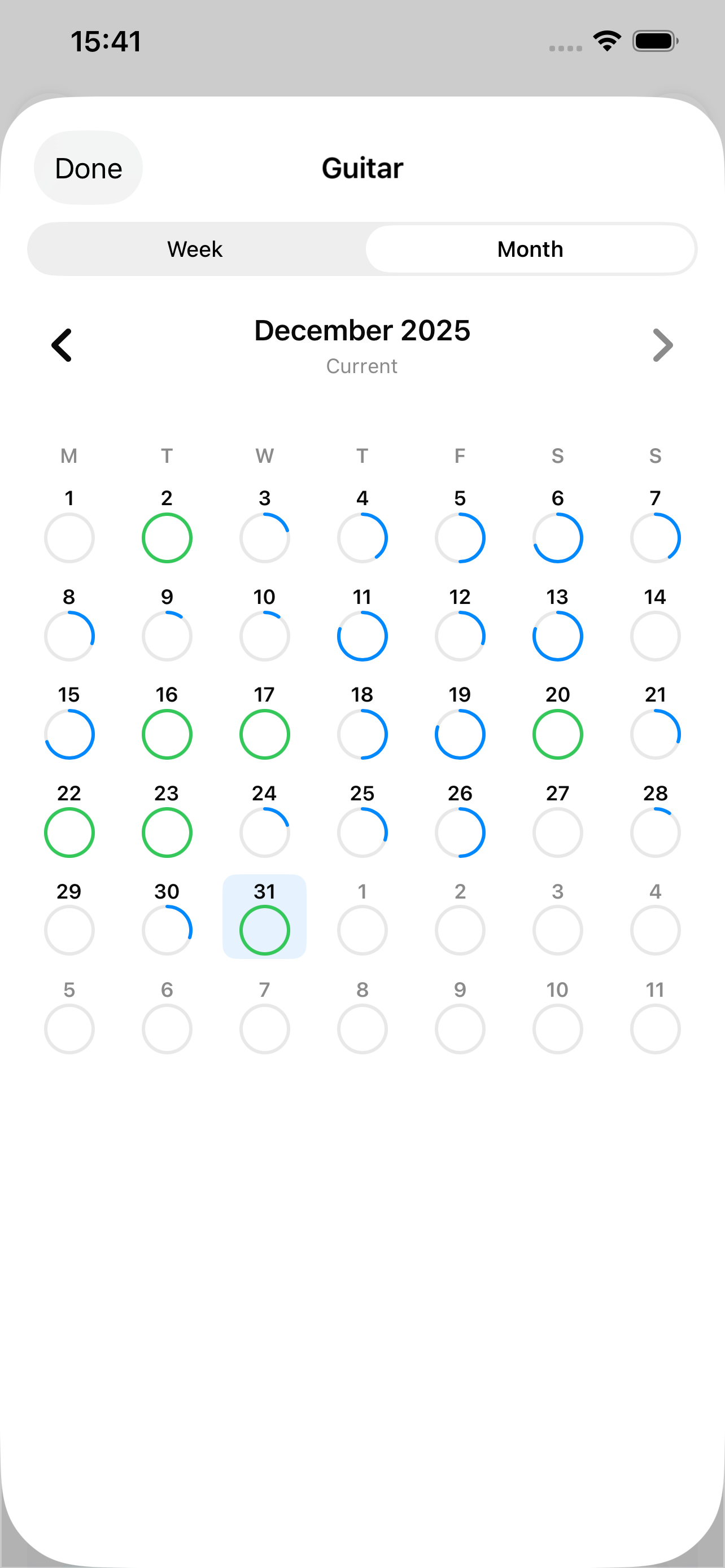 Monthly metric view